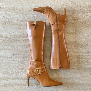 Vintage Dior Grommet Buckle Knee High Boots